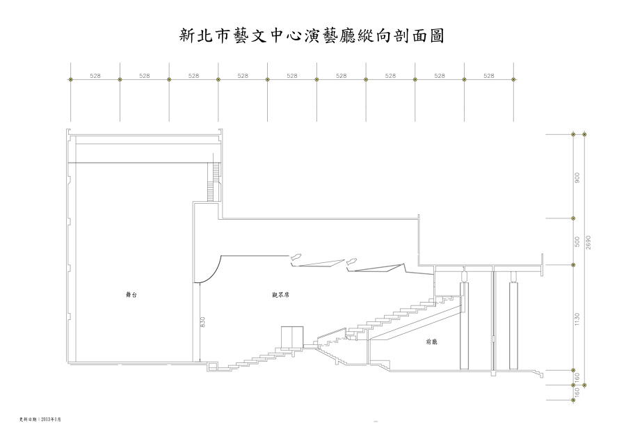 新北市藝文中心演藝廳縱向剖面圖