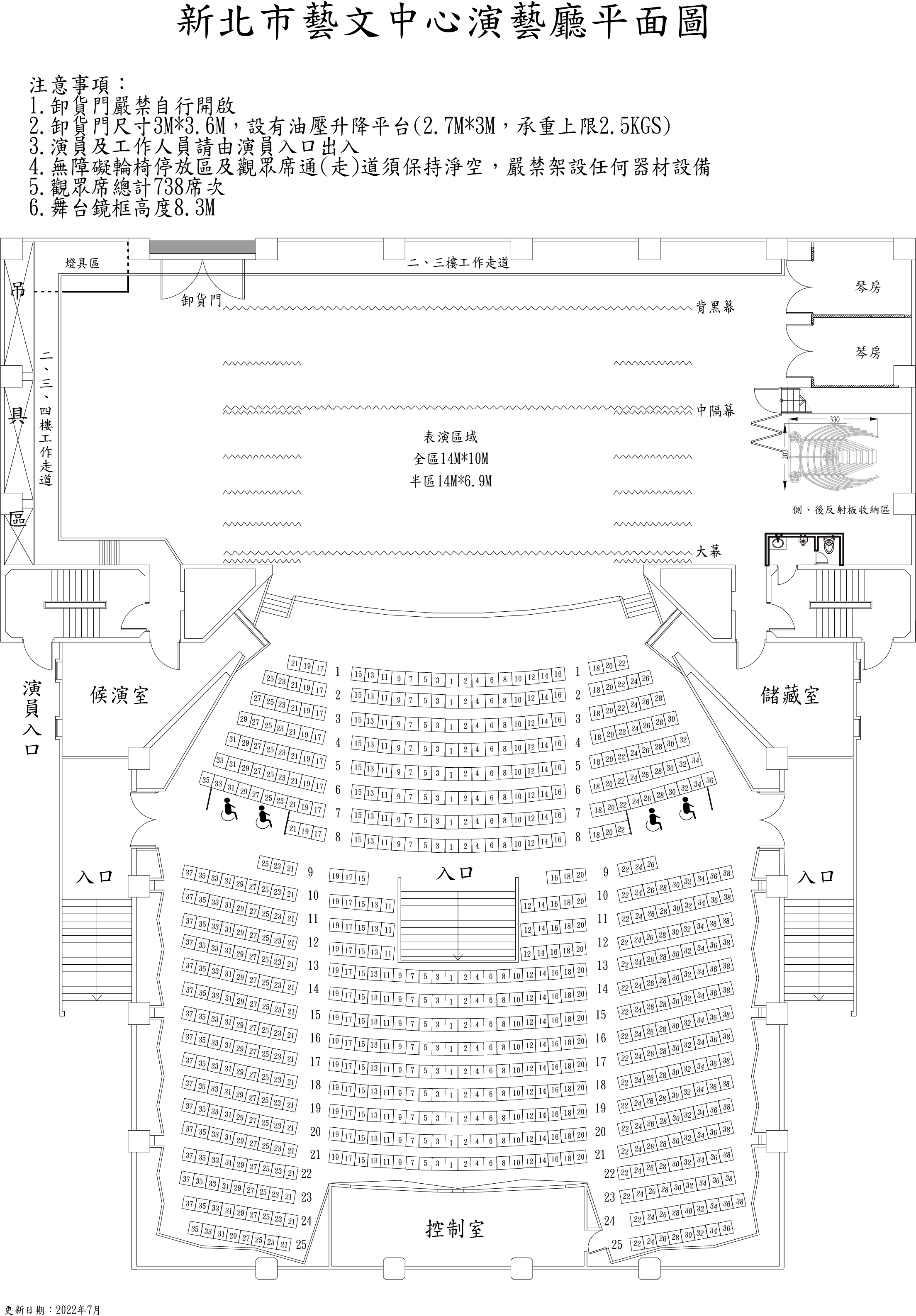 新北市藝文中心演藝廳平面圖