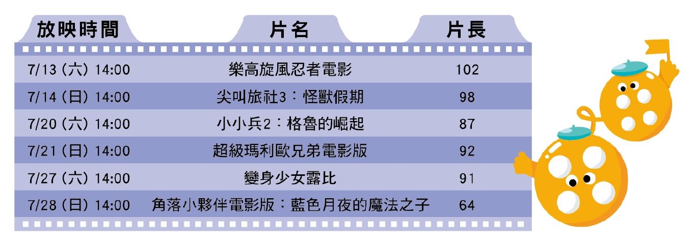 113/7/13-7/28《MyVideo怪獸電影》放映場次表